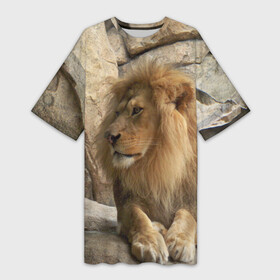 Платье-футболка 3D с принтом Лев в Петрозаводске,  |  | Тематика изображения на принте: амурский | животные | киса | кот | котенок | кошка | лев | львица | пума | рысь | серый | тигр | хищник