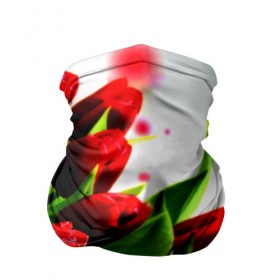 Бандана-труба 3D с принтом Тюльпаны в Петрозаводске, 100% полиэстер, ткань с особыми свойствами — Activecool | плотность 150‒180 г/м2; хорошо тянется, но сохраняет форму | Тематика изображения на принте: flower | букет | весна | красные | цветочки | цветы
