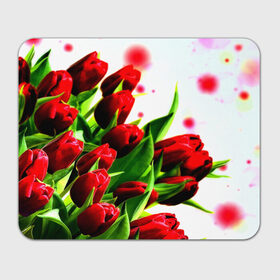 Коврик прямоугольный с принтом Тюльпаны в Петрозаводске, натуральный каучук | размер 230 х 185 мм; запечатка лицевой стороны | Тематика изображения на принте: flower | букет | весна | красные | цветочки | цветы