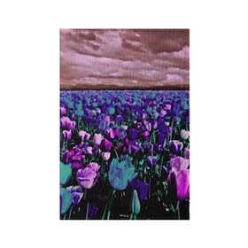 Обложка для паспорта матовая кожа с принтом Поле тюльпанов в Петрозаводске, натуральная матовая кожа | размер 19,3 х 13,7 см; прозрачные пластиковые крепления | flower | весна | поле | полевой цветок | природа | цветочки | цветы