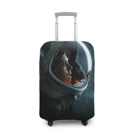 Чехол для чемодана 3D с принтом Девушка космонавт в Петрозаводске, 86% полиэфир, 14% спандекс | двустороннее нанесение принта, прорези для ручек и колес | alien | космос | рипли | скафандр | чужой