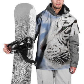 Накидка на куртку 3D с принтом Белый тигр в Петрозаводске, 100% полиэстер |  | 