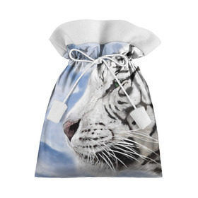 Подарочный 3D мешок с принтом Белый тигр в Петрозаводске, 100% полиэстер | Размер: 29*39 см | 