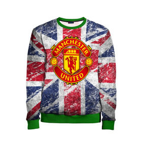 Детский свитшот 3D с принтом British Manchester United в Петрозаводске, 100% полиэстер | свободная посадка, прямой крой, мягкая тканевая резинка на рукавах и понизу свитшота | british | manchester united | mu | игра | манчестер | манчестер юнайтед | мю | флаг британии | футбол | эмблема мю