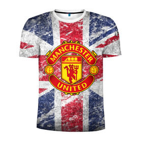 Мужская футболка 3D спортивная с принтом British Manchester United в Петрозаводске, 100% полиэстер с улучшенными характеристиками | приталенный силуэт, круглая горловина, широкие плечи, сужается к линии бедра | british | manchester united | mu | игра | манчестер | манчестер юнайтед | мю | флаг британии | футбол | эмблема мю