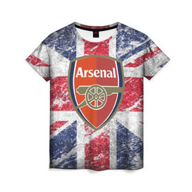 Женская футболка 3D с принтом British Arsenal в Петрозаводске, 100% полиэфир ( синтетическое хлопкоподобное полотно) | прямой крой, круглый вырез горловины, длина до линии бедер | арсена | британский флаг | эмблема
