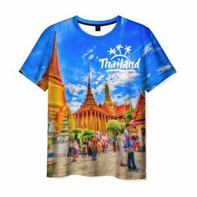 Мужская футболка 3D с принтом Таиланд в Петрозаводске, 100% полиэфир | прямой крой, круглый вырез горловины, длина до линии бедер | architecture | bangkok | clouds | landmark | people | sky | temple of the emerald buddha | thailand | tourism | архитектура | бангкок | достопримечательность | люди | небо | облака | таиланд | туризм | храм изумрудного будды