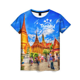 Женская футболка 3D с принтом Таиланд в Петрозаводске, 100% полиэфир ( синтетическое хлопкоподобное полотно) | прямой крой, круглый вырез горловины, длина до линии бедер | architecture | bangkok | clouds | landmark | people | sky | temple of the emerald buddha | thailand | tourism | архитектура | бангкок | достопримечательность | люди | небо | облака | таиланд | туризм | храм изумрудного будды