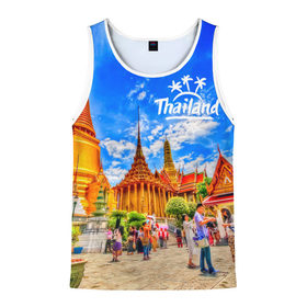 Мужская майка 3D с принтом Таиланд в Петрозаводске, 100% полиэстер | круглая горловина, приталенный силуэт, длина до линии бедра. Пройма и горловина окантованы тонкой бейкой | Тематика изображения на принте: architecture | bangkok | clouds | landmark | people | sky | temple of the emerald buddha | thailand | tourism | архитектура | бангкок | достопримечательность | люди | небо | облака | таиланд | туризм | храм изумрудного будды