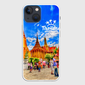 Чехол для iPhone 13 mini с принтом Таиланд в Петрозаводске,  |  | architecture | bangkok | clouds | landmark | people | sky | temple of the emerald buddha | thailand | tourism | архитектура | бангкок | достопримечательность | люди | небо | облака | таиланд | туризм | храм изумрудного будды
