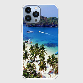 Чехол для iPhone 13 Pro Max с принтом Таиланд в Петрозаводске,  |  | Тематика изображения на принте: beach | clouds | islands | palm trees | people | sand | sea | ships | sky | thailand | tourism | корабли | люди | море | небо | облака | острова | пальмы | песок | пляж | таиланд | туризм