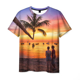Мужская футболка 3D с принтом Таиланд в Петрозаводске, 100% полиэфир | прямой крой, круглый вырез горловины, длина до линии бедер | beach | clouds | love | palm tree | people | sea | sky | sunset | thailand | tourism | закат | любовь | люди | море | небо | облака | пальма | пляж | таиланд | туризм