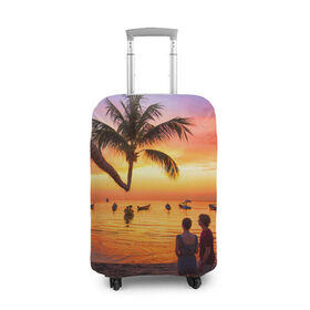 Чехол для чемодана 3D с принтом Таиланд в Петрозаводске, 86% полиэфир, 14% спандекс | двустороннее нанесение принта, прорези для ручек и колес | beach | clouds | love | palm tree | people | sea | sky | sunset | thailand | tourism | закат | любовь | люди | море | небо | облака | пальма | пляж | таиланд | туризм