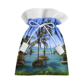 Подарочный 3D мешок с принтом Таиланд в Петрозаводске, 100% полиэстер | Размер: 29*39 см | Тематика изображения на принте: clouds | hiking | sea | sky | swimming pool | thailand | trees | бассейн | море | небо | облака | пальмы | таиланд | туризм