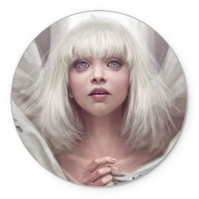 Коврик круглый с принтом Sia в Петрозаводске, резина и полиэстер | круглая форма, изображение наносится на всю лицевую часть | angel | pop | sia | ангел | поп | сиа