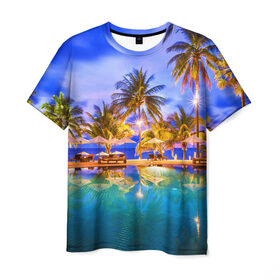 Мужская футболка 3D с принтом Таиланд в Петрозаводске, 100% полиэфир | прямой крой, круглый вырез горловины, длина до линии бедер | Тематика изображения на принте: clouds | pool | reflection | sea | sky | sunset | thailand | tourism | trees | water | бассейн | вода | закат | море | небо | облака | отражение | пальмы | таиланд | туризм