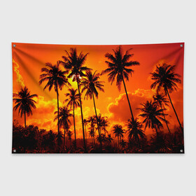 Флаг-баннер с принтом Таиланд в Петрозаводске, 100% полиэстер | размер 67 х 109 см, плотность ткани — 95 г/м2; по краям флага есть четыре люверса для крепления | clouds | nature | palms | sky | sunset | thailand | tourism | закат | небо | облака | пальмы | природа | таиланд | туризм
