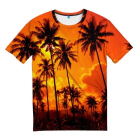 Мужская футболка 3D с принтом Таиланд в Петрозаводске, 100% полиэфир | прямой крой, круглый вырез горловины, длина до линии бедер | clouds | nature | palms | sky | sunset | thailand | tourism | закат | небо | облака | пальмы | природа | таиланд | туризм