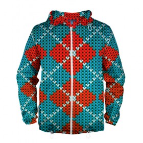 Мужская ветровка 3D с принтом Knitting pattern в Петрозаводске, 100% полиэстер | подол и капюшон оформлены резинкой с фиксаторами, два кармана без застежек по бокам, один потайной карман на груди | вязаный | рождество | свитер | текстура