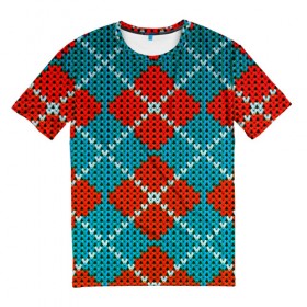 Мужская футболка 3D с принтом Knitting pattern в Петрозаводске, 100% полиэфир | прямой крой, круглый вырез горловины, длина до линии бедер | вязаный | рождество | свитер | текстура
