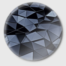 Значок с принтом Abstract Gray в Петрозаводске,  металл | круглая форма, металлическая застежка в виде булавки | абстракция | бумага | геометрия | грани | изгиб | линии | полигоны | полосы | постель | розовый | сочетания | текстура | треугольники