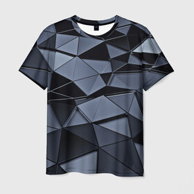 Мужская футболка 3D с принтом Abstract Gray в Петрозаводске, 100% полиэфир | прямой крой, круглый вырез горловины, длина до линии бедер | абстракция | бумага | геометрия | грани | изгиб | линии | полигоны | полосы | постель | розовый | сочетания | текстура | треугольники