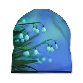 Шапка 3D с принтом Подснежники в Петрозаводске, 100% полиэстер | универсальный размер, печать по всей поверхности изделия | Тематика изображения на принте: flower | весна | поле | полевой цветок | цветочки | цветы