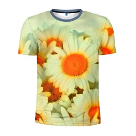 Мужская футболка 3D спортивная с принтом Подсолнух в Петрозаводске, 100% полиэстер с улучшенными характеристиками | приталенный силуэт, круглая горловина, широкие плечи, сужается к линии бедра | flower | лето | полевой цветок | цветочки | цветы