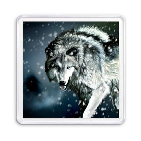 Магнит 55*55 с принтом Волк в Петрозаводске, Пластик | Размер: 65*65 мм; Размер печати: 55*55 мм | animal | art | night | painting | predator | snow | view | winter | wolf | взгляд | волк | животное | зима | искусство | картина | ночь | снег | хищник