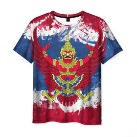 Мужская футболка 3D с принтом Таиланд в Петрозаводске, 100% полиэфир | прямой крой, круглый вырез горловины, длина до линии бедер | Тематика изображения на принте: flag | garuda | thailand | гаруда | таиланд | флаг