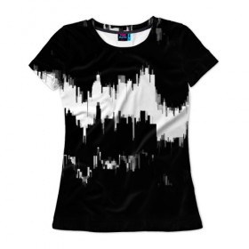 Женская футболка 3D с принтом Черно-белый штрих в Петрозаводске, 100% полиэфир ( синтетическое хлопкоподобное полотно) | прямой крой, круглый вырез горловины, длина до линии бедер | краска | потертость | текстура | черно белый