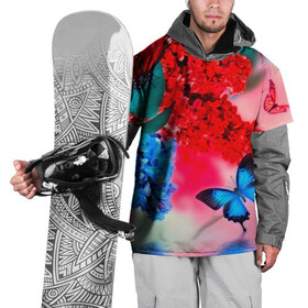 Накидка на куртку 3D с принтом Бабочки в Петрозаводске, 100% полиэстер |  | Тематика изображения на принте: flower | красные | цветочки | цветы