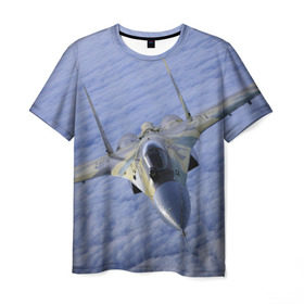 Мужская футболка 3D с принтом Су - 35 в Петрозаводске, 100% полиэфир | прямой крой, круглый вырез горловины, длина до линии бедер | Тематика изображения на принте: самолет