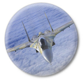 Значок с принтом Су - 35 в Петрозаводске,  металл | круглая форма, металлическая застежка в виде булавки | самолет