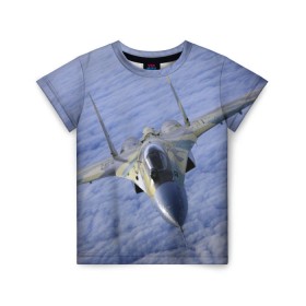 Детская футболка 3D с принтом Су - 35 в Петрозаводске, 100% гипоаллергенный полиэфир | прямой крой, круглый вырез горловины, длина до линии бедер, чуть спущенное плечо, ткань немного тянется | Тематика изображения на принте: самолет
