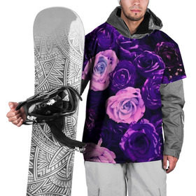Накидка на куртку 3D с принтом Фиолетовые розы в Петрозаводске, 100% полиэстер |  | Тематика изображения на принте: flower | прикцветочки | розы | цветы