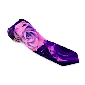 Галстук 3D с принтом Фиолетовые розы в Петрозаводске, 100% полиэстер | Длина 148 см; Плотность 150-180 г/м2 | Тематика изображения на принте: flower | прикцветочки | розы | цветы