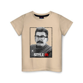 Детская футболка хлопок с принтом Style in в Петрозаводске, 100% хлопок | круглый вырез горловины, полуприлегающий силуэт, длина до линии бедер | Тематика изображения на принте: stalin | сталин