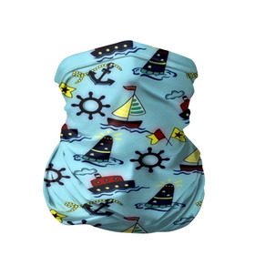 Бандана-труба 3D с принтом Кораблик в Петрозаводске, 100% полиэстер, ткань с особыми свойствами — Activecool | плотность 150‒180 г/м2; хорошо тянется, но сохраняет форму | navy blue | абстракции | белый | брызги | волны | дельфин | кораблик | красный | маяк | минимализм | морская тема | спасательный круг | темно синий | якорь