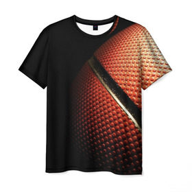Мужская футболка 3D с принтом Баскетбольный мяч в Петрозаводске, 100% полиэфир | прямой крой, круглый вырез горловины, длина до линии бедер | баскетбол | мяч | оранжевый | спорт | стритбол