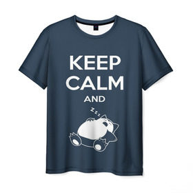 Мужская футболка 3D с принтом Keep calm and zzz в Петрозаводске, 100% полиэфир | прямой крой, круглый вырез горловины, длина до линии бедер | cat | cute | keep calm | sleep | zzz | будь спокоен | кот | котик | кошак | милый | с надписью | спящий