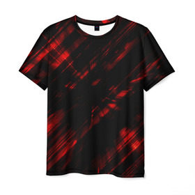 Мужская футболка 3D с принтом broken lines в Петрозаводске, 100% полиэфир | прямой крой, круглый вырез горловины, длина до линии бедер | абстракция | черно красный