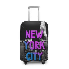 Чехол для чемодана 3D с принтом Нью-Йорк в Петрозаводске, 86% полиэфир, 14% спандекс | двустороннее нанесение принта, прорези для ручек и колес | america | capital | city | lights | new york | night | skyscrapers | tourism | usa | америка | город | ночь | нью йорк | огни | столица | сша | туризм