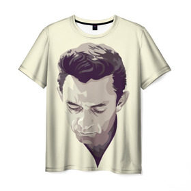 Мужская футболка 3D с принтом Джонни Кэш в Петрозаводске, 100% полиэфир | прямой крой, круглый вырез горловины, длина до линии бедер | johnny cash