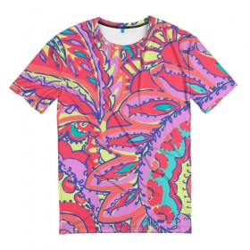 Мужская футболка 3D с принтом Рыбки в Петрозаводске, 100% полиэфир | прямой крой, круглый вырез горловины, длина до линии бедер | абстракция | краски | психо | психоделический | цвета