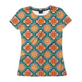Женская футболка 3D с принтом Королевский орнамент в Петрозаводске, 100% полиэфир ( синтетическое хлопкоподобное полотно) | прямой крой, круглый вырез горловины, длина до линии бедер | абстракция | витраж | красота | мозаика | орнамент | узор