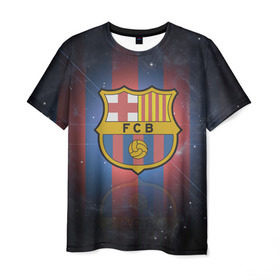 Мужская футболка 3D с принтом Я фанат fc Barcelona! в Петрозаводске, 100% полиэфир | прямой крой, круглый вырез горловины, длина до линии бедер | Тематика изображения на принте: barcelona | fc | барса | барселона | футбол