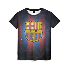 Женская футболка 3D с принтом Я фанат fc Barcelona! в Петрозаводске, 100% полиэфир ( синтетическое хлопкоподобное полотно) | прямой крой, круглый вырез горловины, длина до линии бедер | barcelona | fc | барса | барселона | футбол