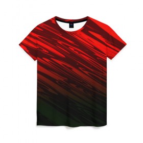 Женская футболка 3D с принтом Размытие красок в Петрозаводске, 100% полиэфир ( синтетическое хлопкоподобное полотно) | прямой крой, круглый вырез горловины, длина до линии бедер | абстракция | красный