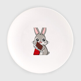 Тарелка с принтом Любитель шоколада в Петрозаводске, фарфор | диаметр - 210 мм
диаметр для нанесения принта - 120 мм | животные | заяц | кролик | пасха | шоколад | юмор